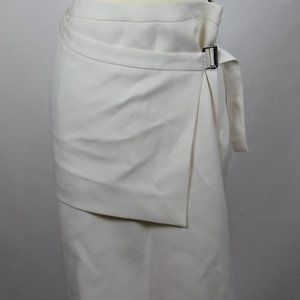 BCBG Maxazria Women's Skirt 8 White Half Apron Style Wrap w Belt